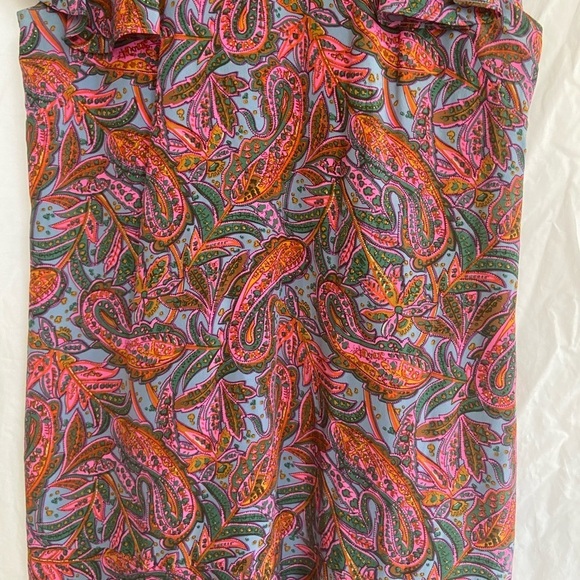 J. Crew Silk Dress Paisley Print Flounce Hem Pink Blue Size 4 - Picture 10 of 16